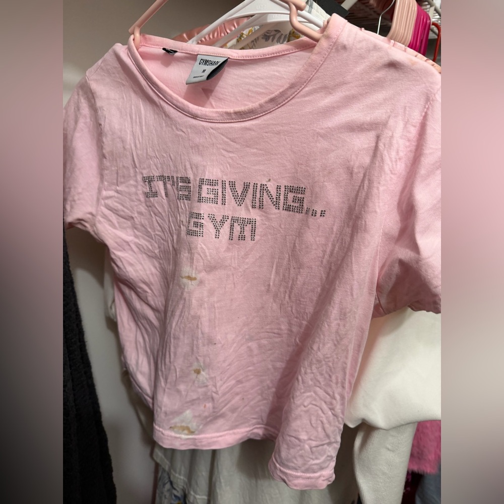 Gymshark Pink Crop Top Size M (stained as pictured)